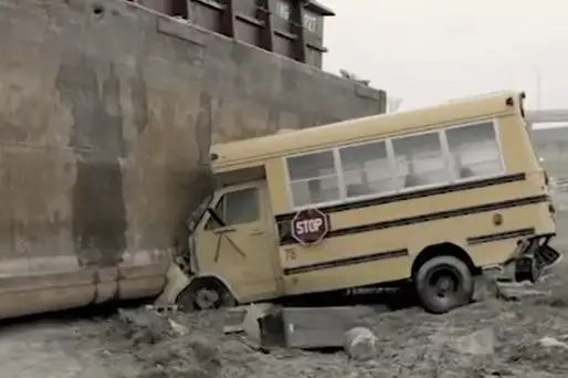 A scene from a new ad supporting the school bus drivers.